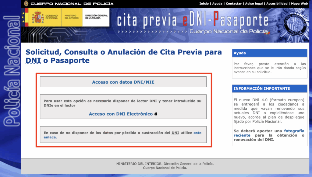 Paso 2 cita previa DNI