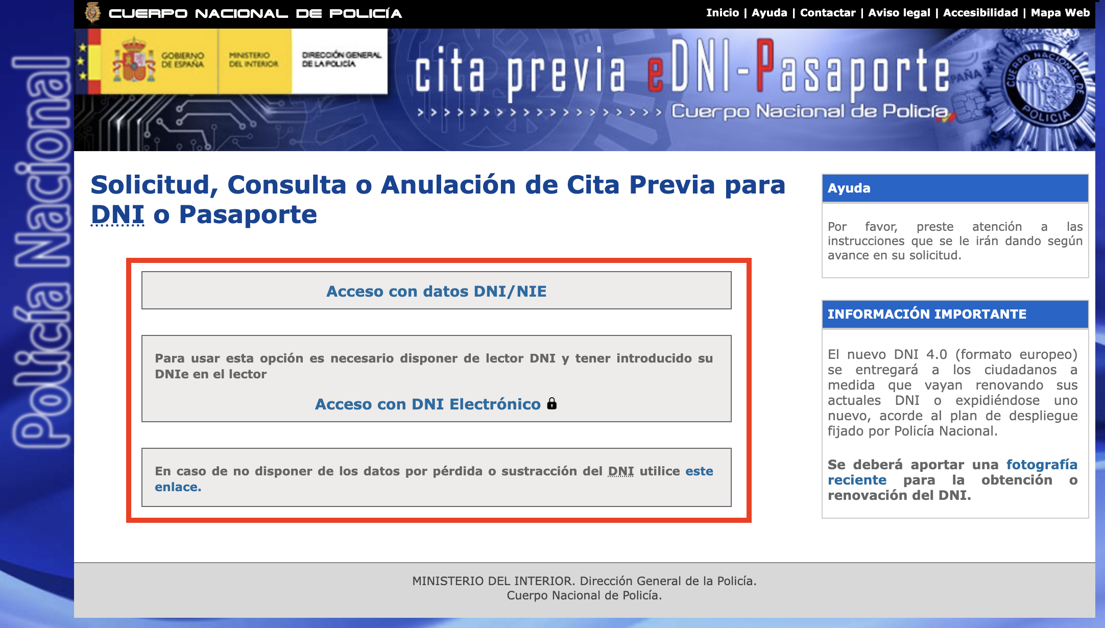 Paso 2 cita previa DNI